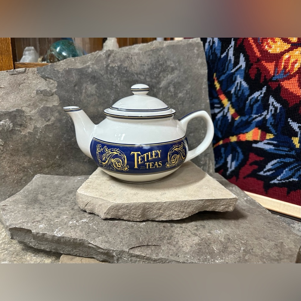 Blue and White Collectible Tetley Tea Teapot
